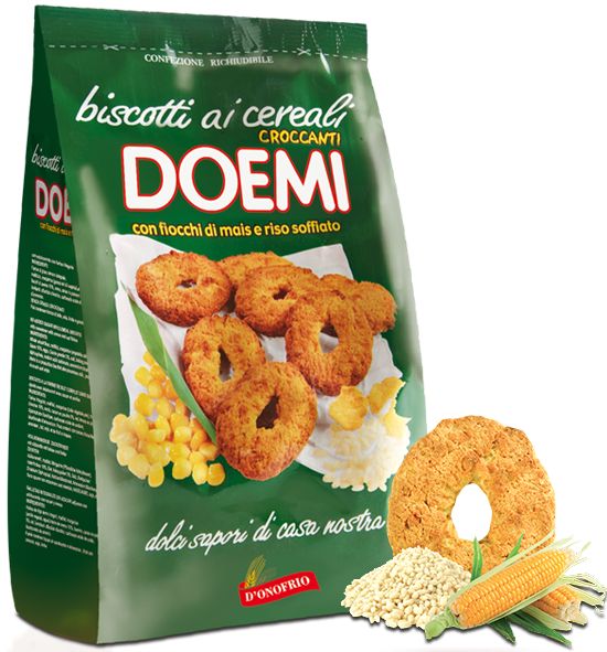 Doemi - Biscotti ai Cereali con fiocchi di Mais e Riso Soffiato - gr 500