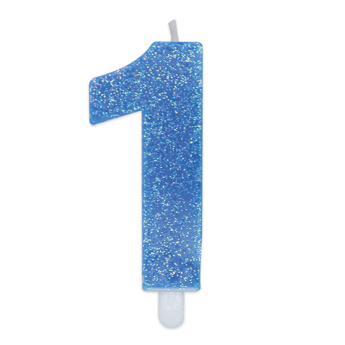 Candelina Numero Sweety Azzurra Glitter