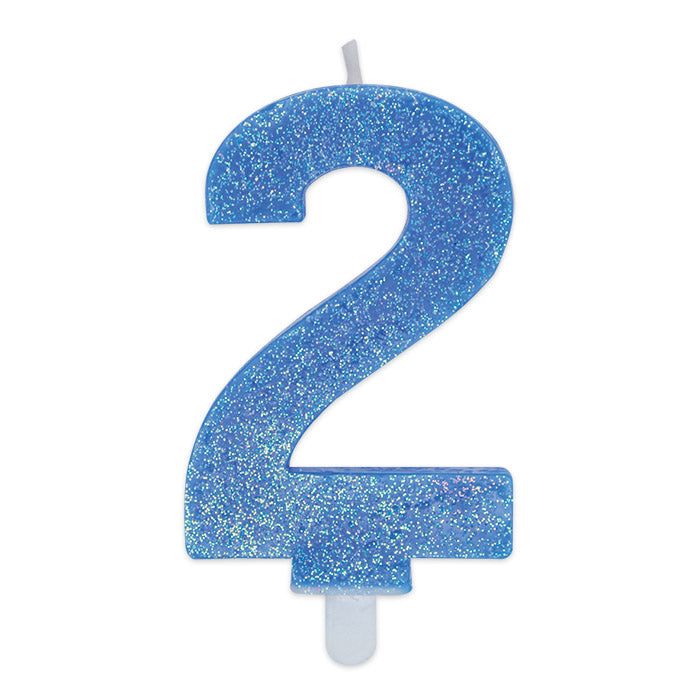 Candelina Numero Sweety Azzurra Glitter