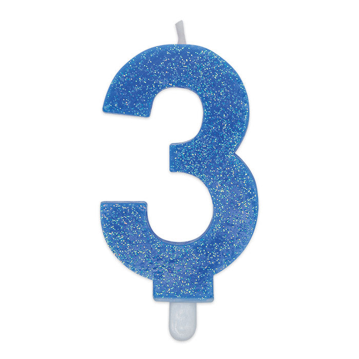 Candelina Numero Sweety Azzurra Glitter