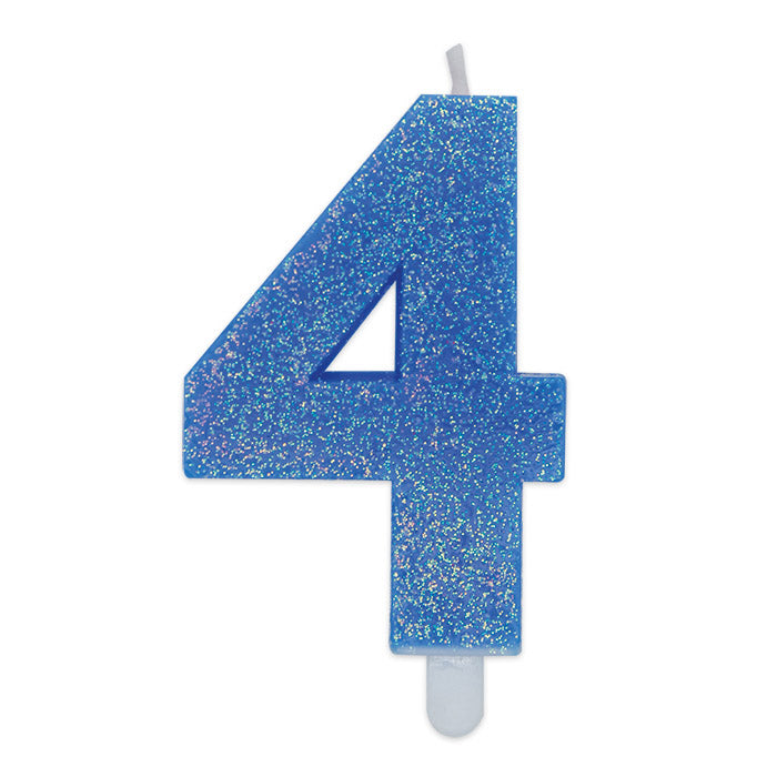 Candelina Numero Sweety Azzurra Glitter