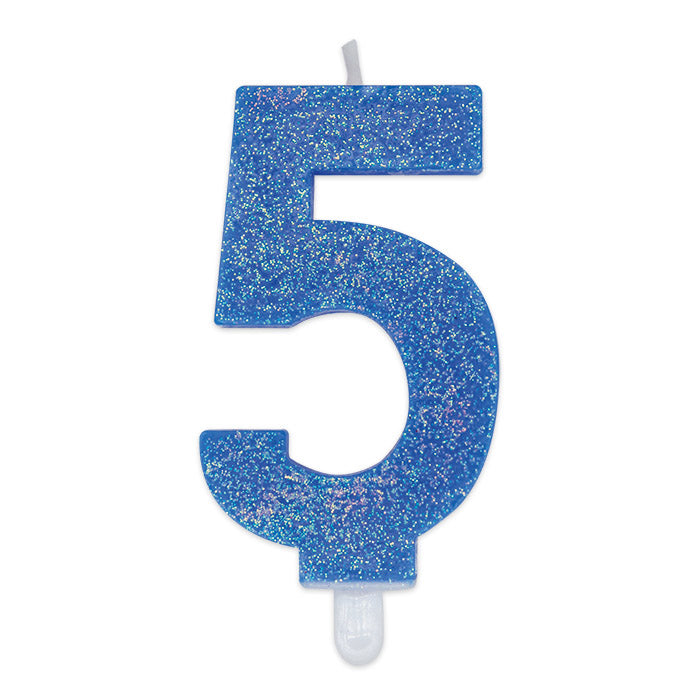 Candelina Numero Sweety Azzurra Glitter