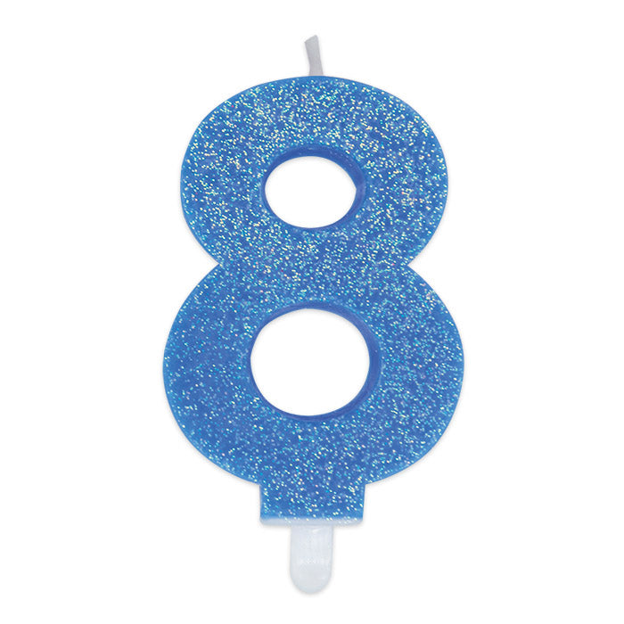 Candelina Numero Sweety Azzurra Glitter