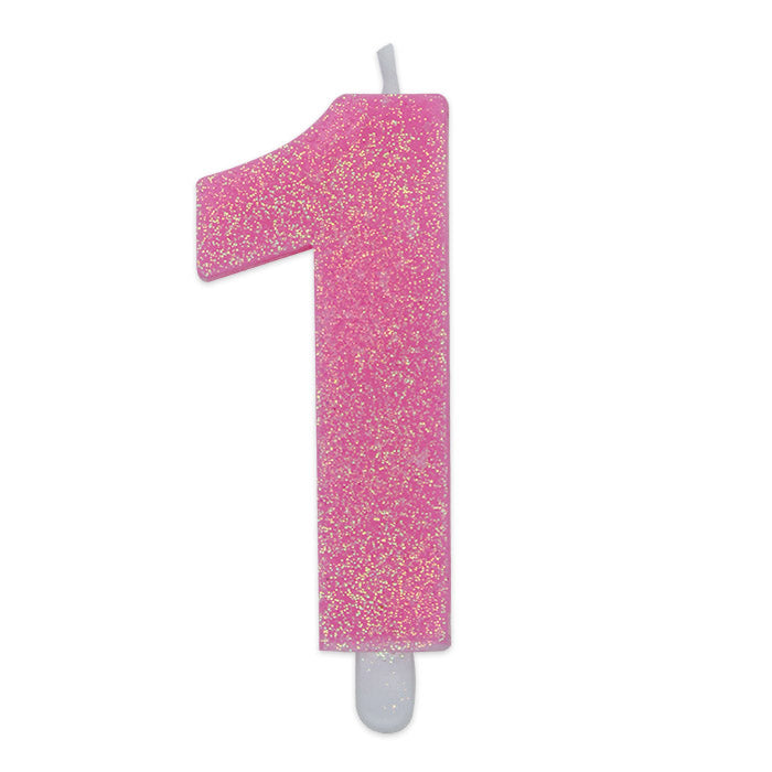 Candelina Numero Sweety Rosa Glitter