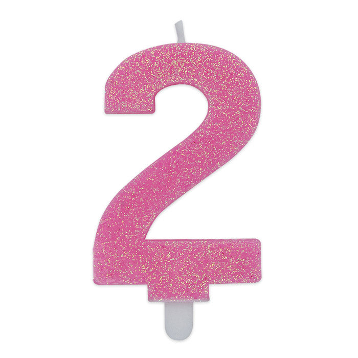 Candelina Numero Sweety Rosa Glitter