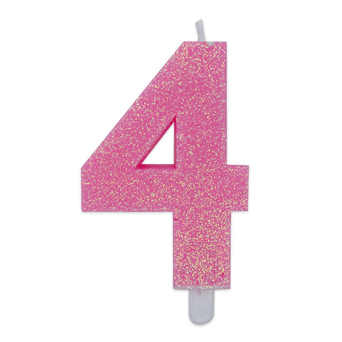 Candelina Numero Sweety Rosa Glitter