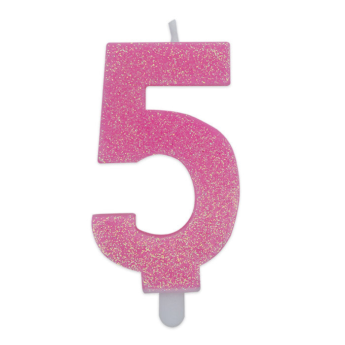 Candelina Numero Sweety Rosa Glitter