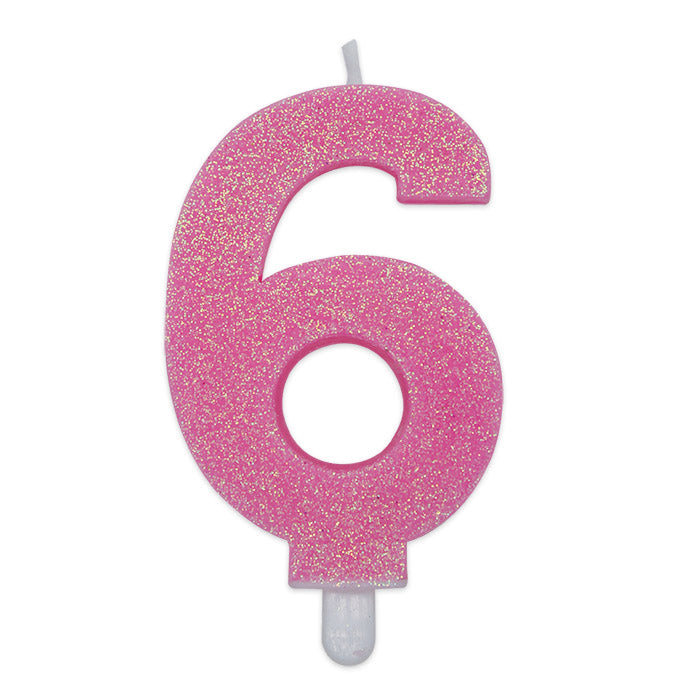 Candelina Numero Sweety Rosa Glitter