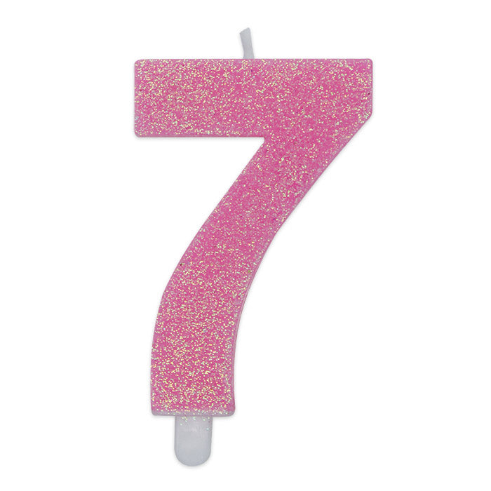Candelina Numero Sweety Rosa Glitter