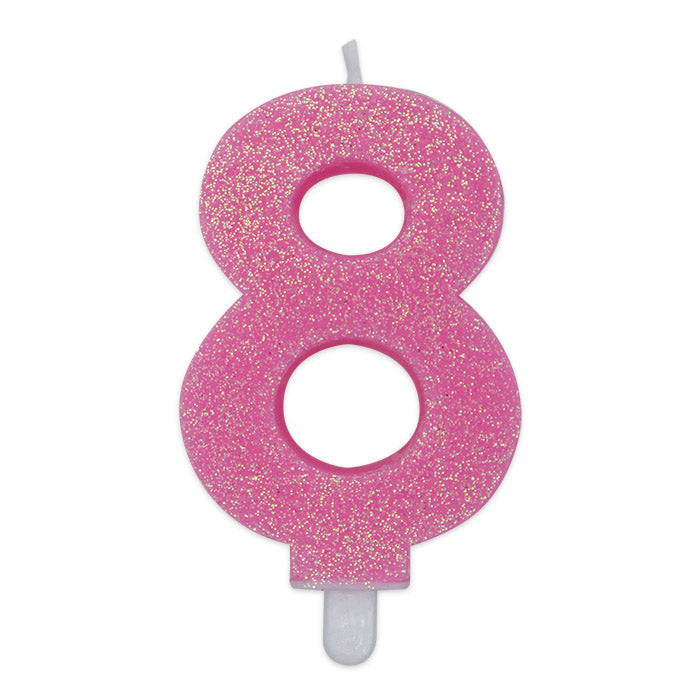 Candelina Numero Sweety Rosa Glitter