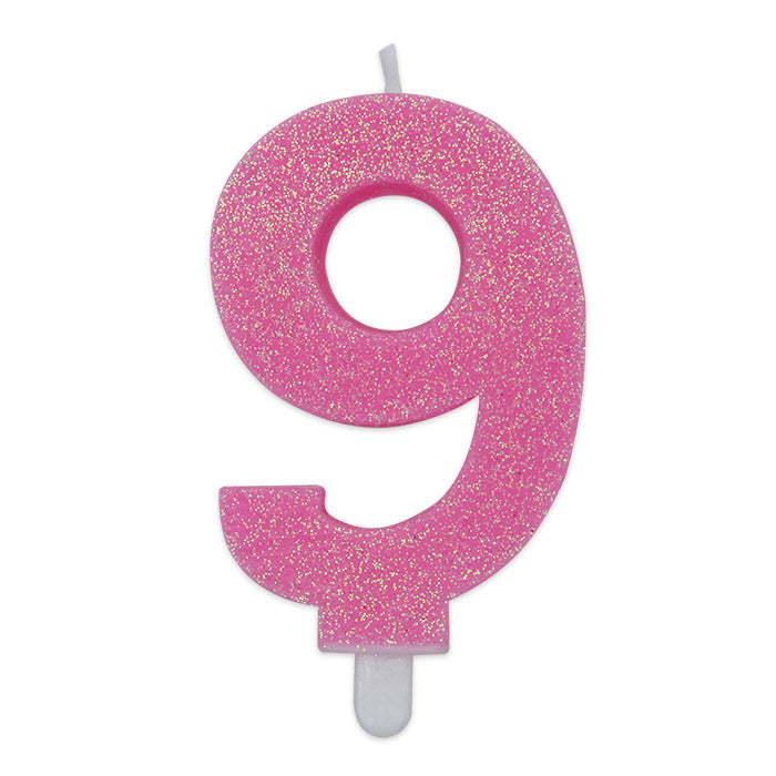 Candelina Numero Sweety Rosa Glitter