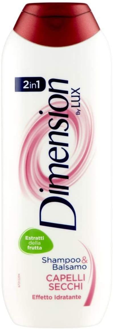 Lux - Dimension - Shampoo & Balsamo 2in1 - Capelli Secchi Effetto Idratante - 250 ml