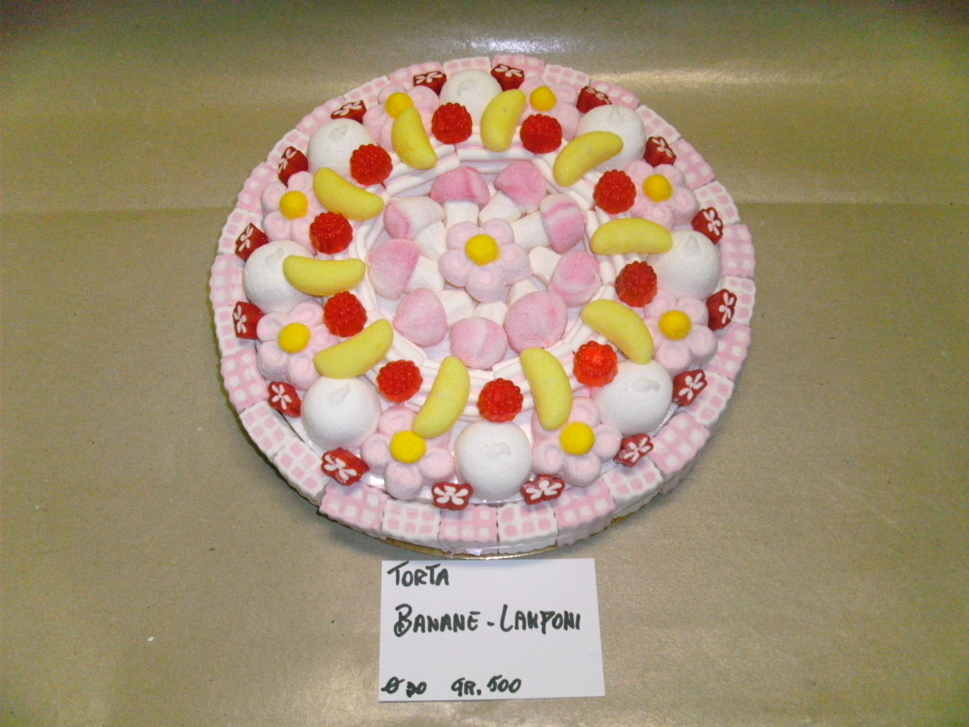 Mazzoleni Dolciumi - Torta Marshmallow - Banane Lamponi - Gr. 500